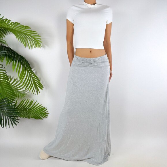Max Studio Womens Gray Casual Low Rise Beachy Coastal Chic Maxi Skirt / Medium - Picture 5 of 8